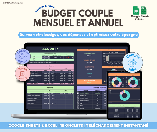Budget Couple mensuel et annuel sombre
