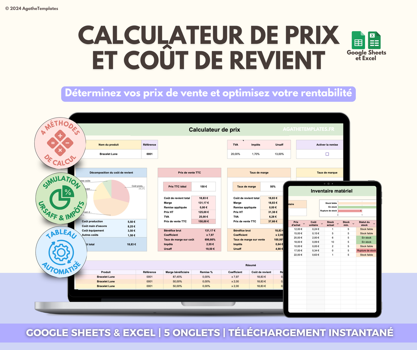 Calculateur de prix et coût de revient