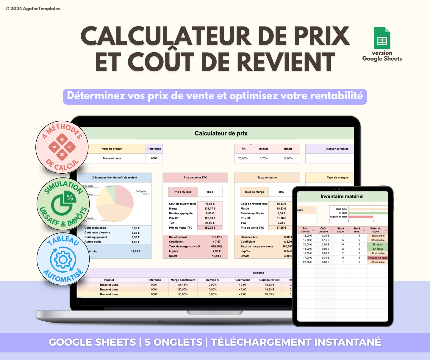 Calculateur de prix et coût de revient