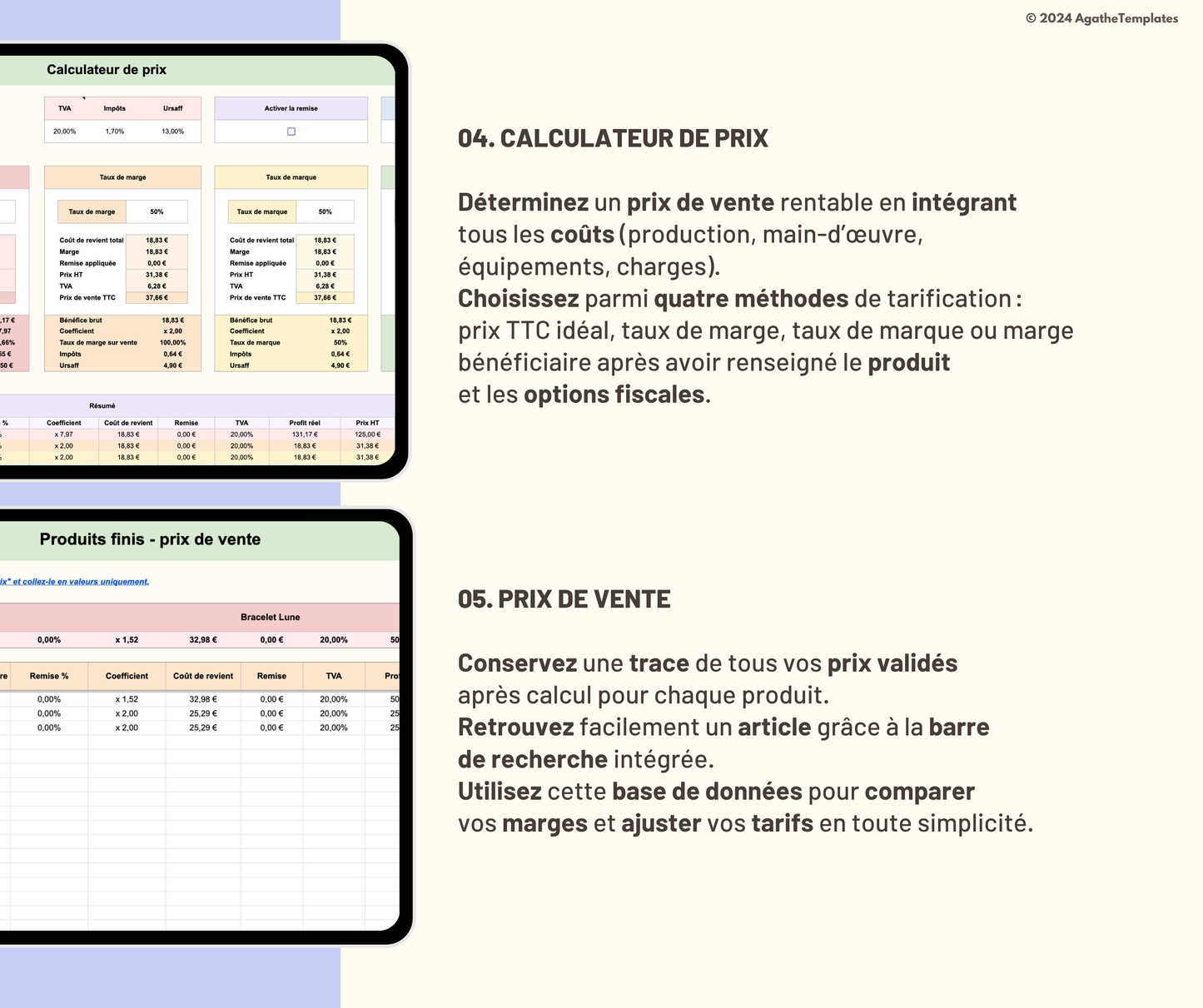 Calculateur de prix et coût de revient
