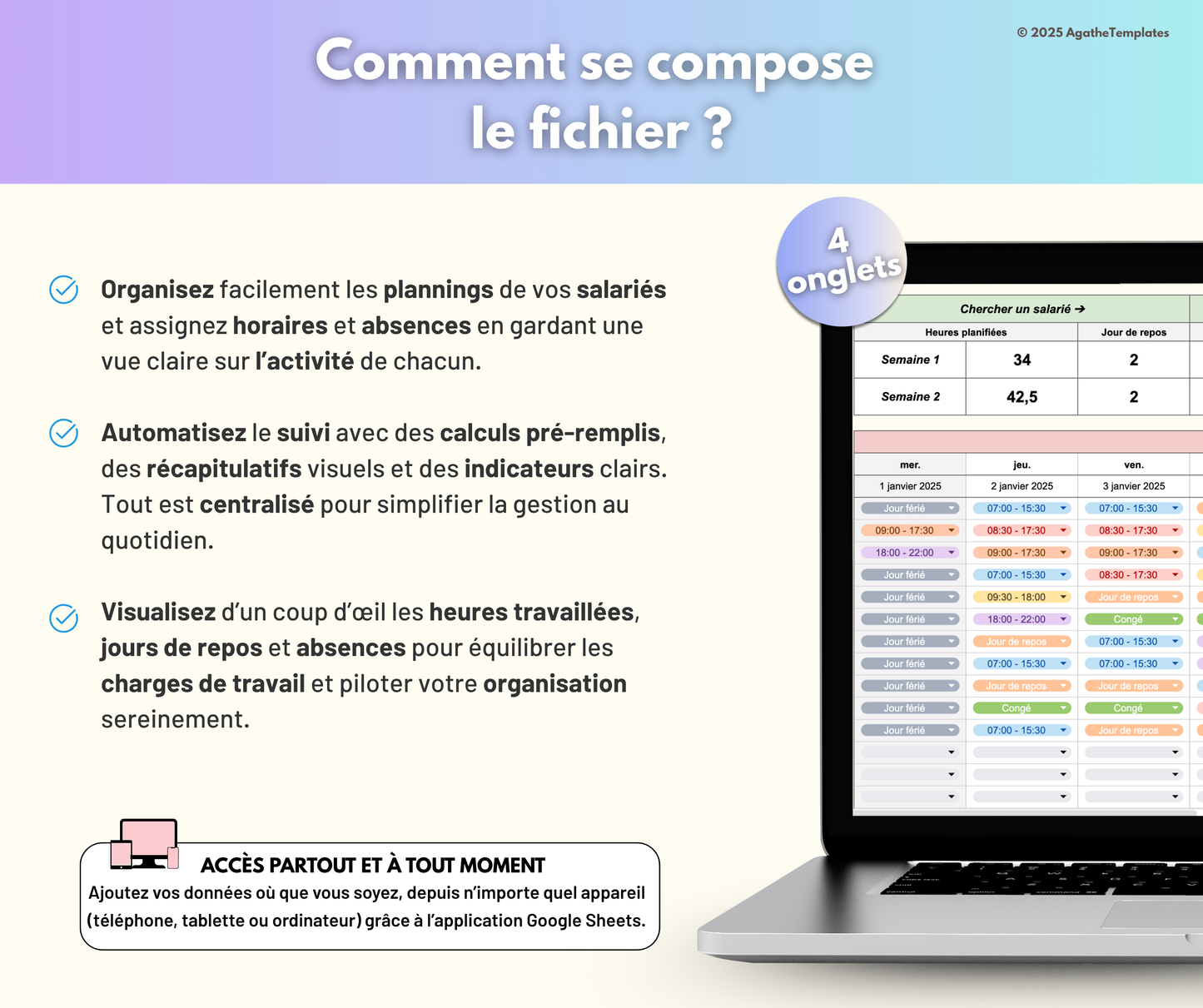 Planning des horaires salariés