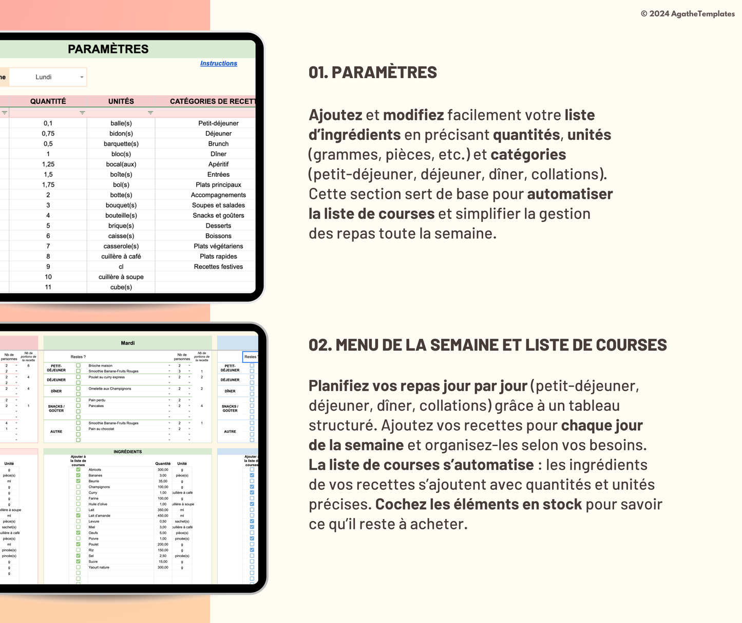 Planificateur de repas et liste de courses