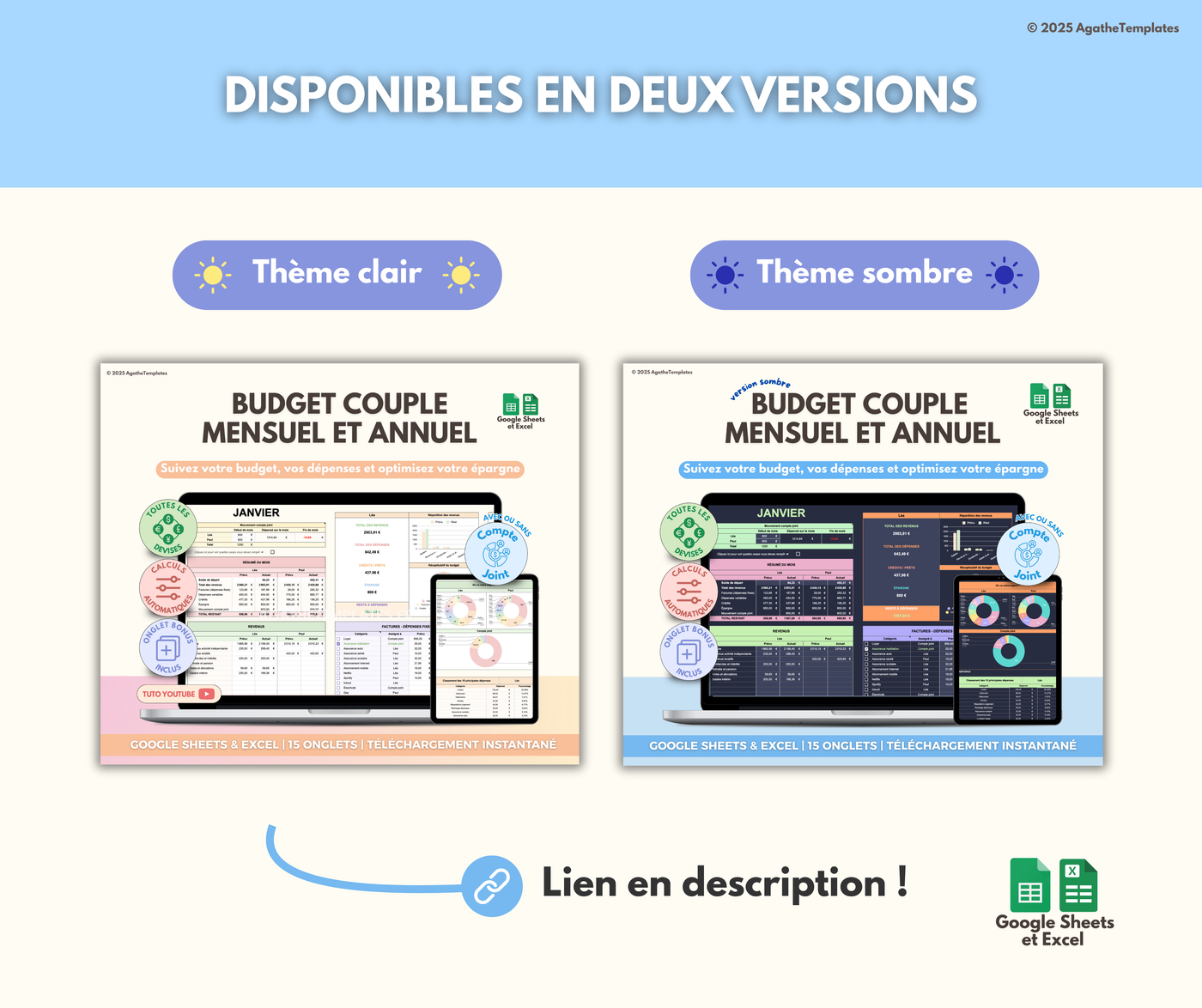 Budget Couple mensuel et annuel sombre