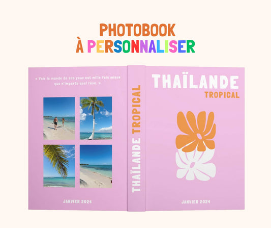 Modèle de Livre album Photo Imprimé Thailande - Photobook de voyage personnalisable sur Canva. Décoration de Maison Cadeau Personnalisé.