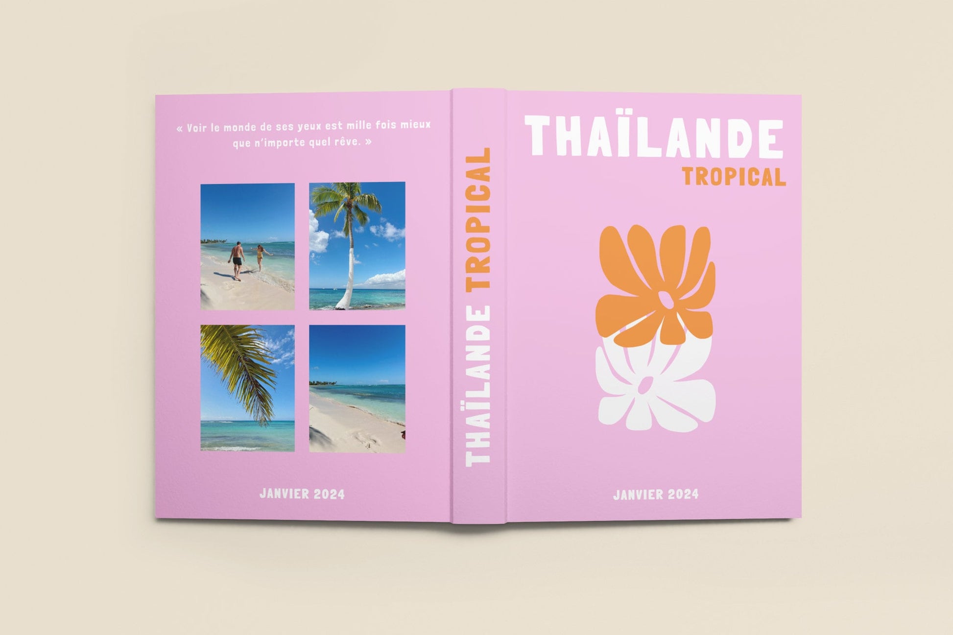 Modèle de Livre album Photo Imprimé Thailande - Photobook de voyage personnalisable sur Canva. Décoration de Maison Cadeau Personnalisé.