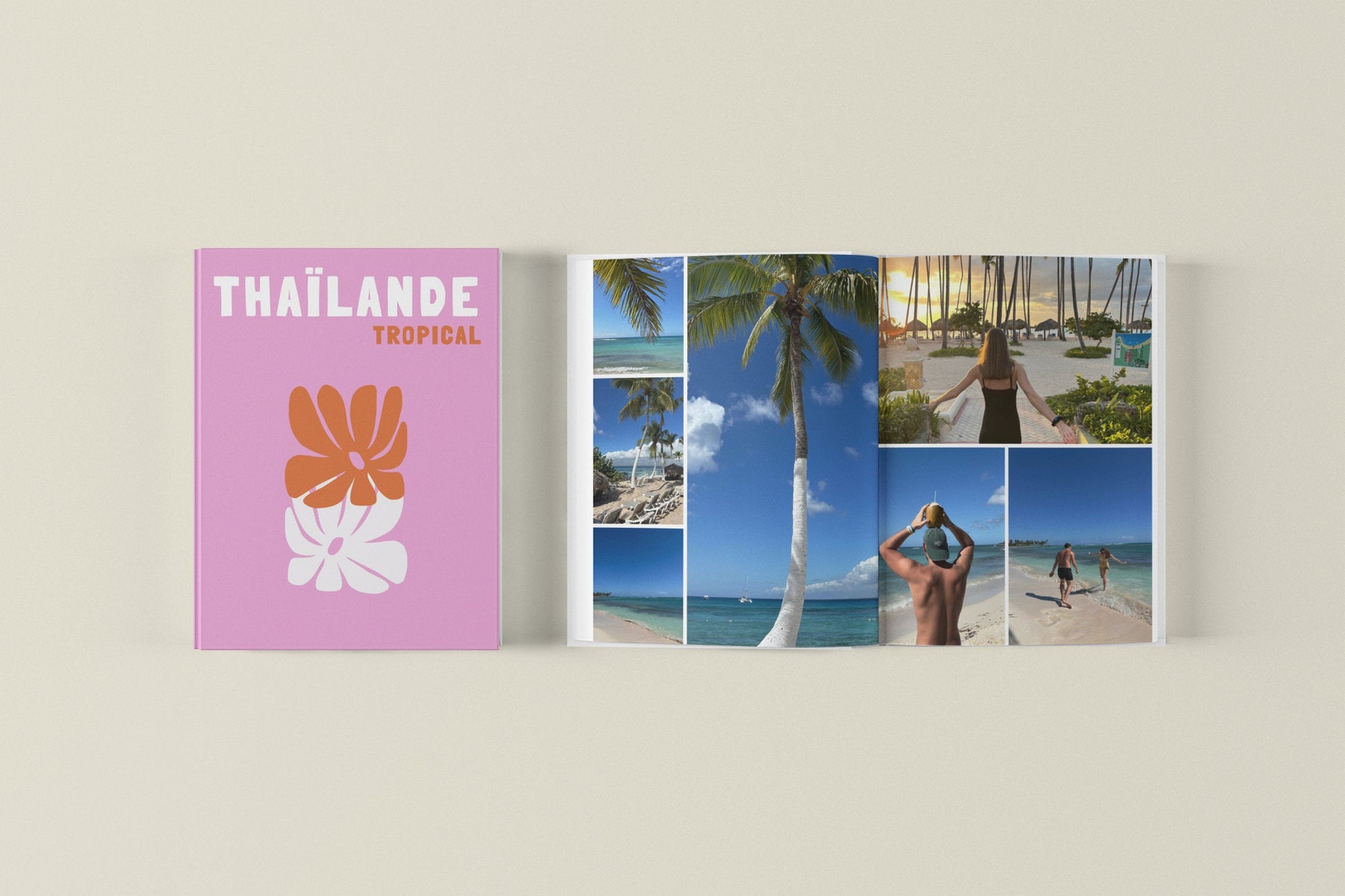 Modèle de Livre album Photo Imprimé Thailande - Photobook de voyage personnalisable sur Canva. Décoration de Maison Cadeau Personnalisé.