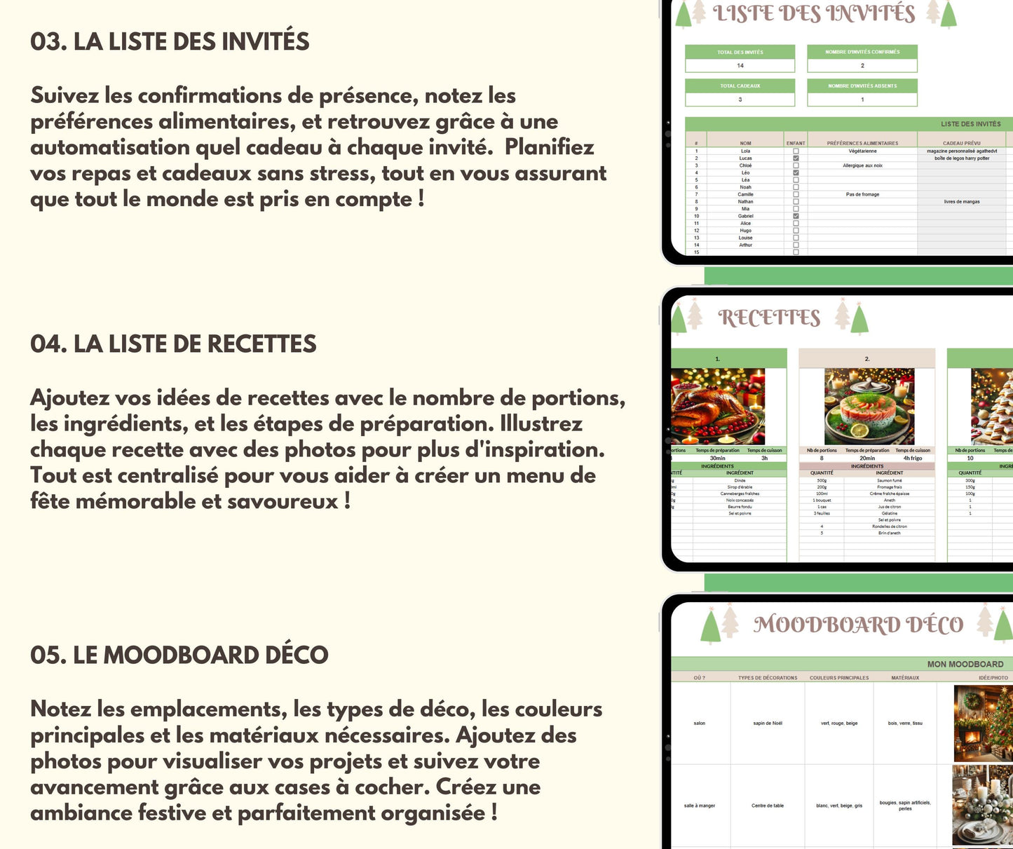 Planificateur de Noël Googlesheets | Feuille de calcul tableur fête | To-Do list, Budget, Cadeaux, Recettes | Suivi financier Modèle tableau