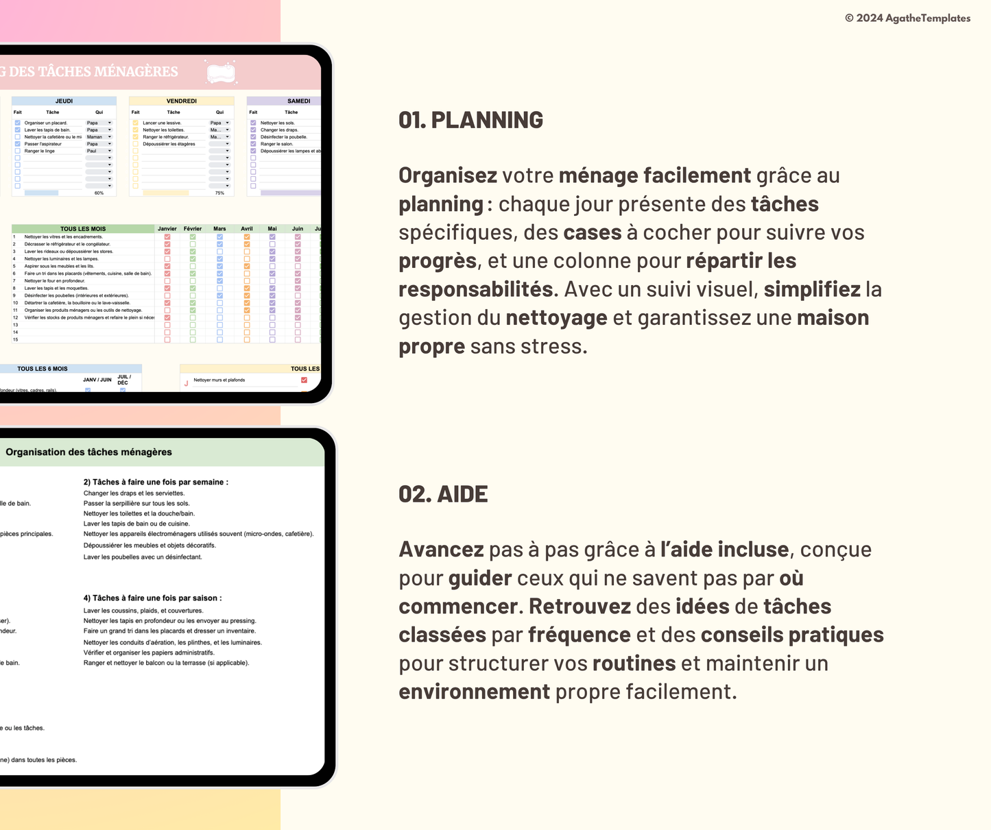 Planning de ménage et nettoyage de la maison