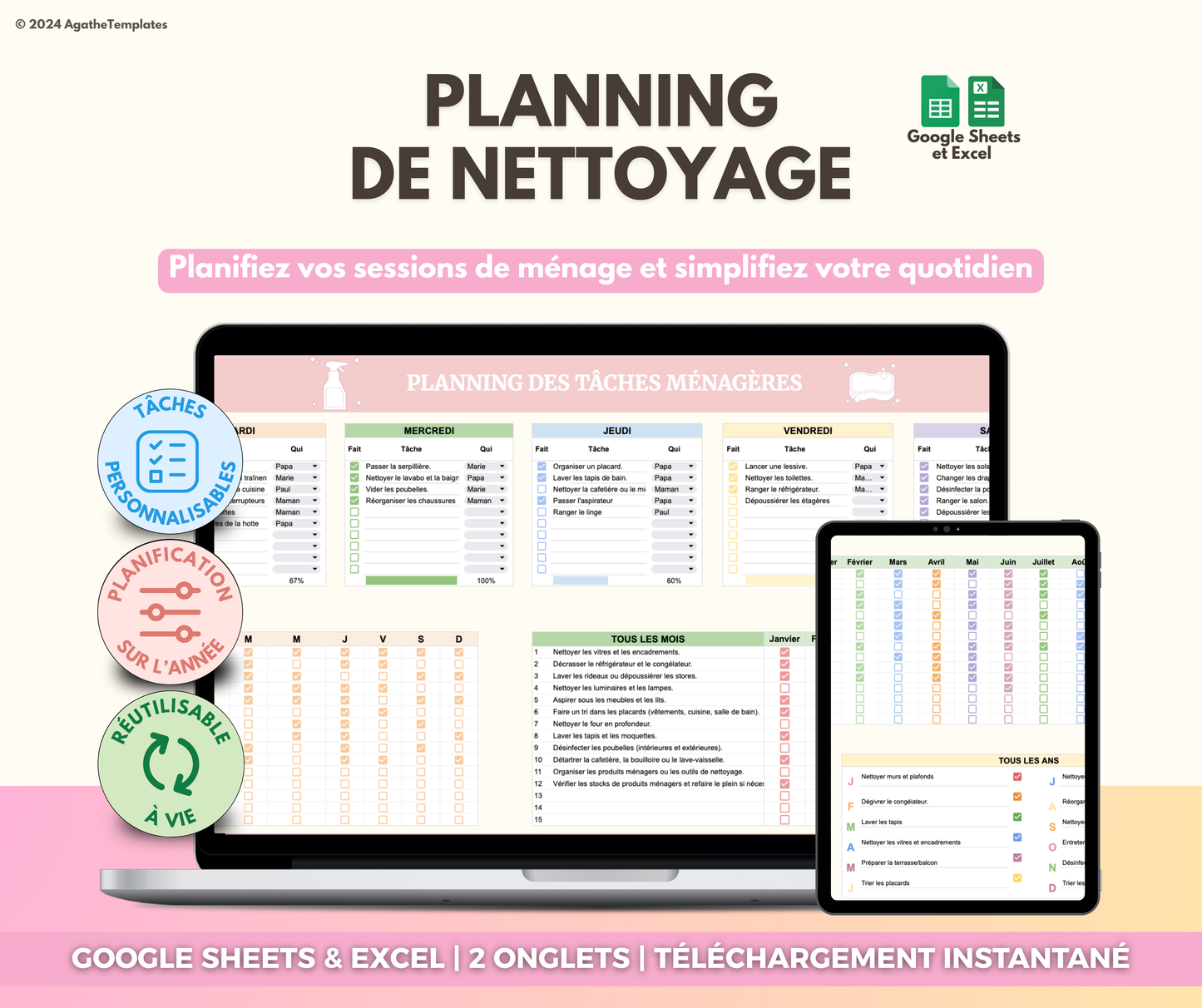 Planning de ménage et nettoyage de la maison