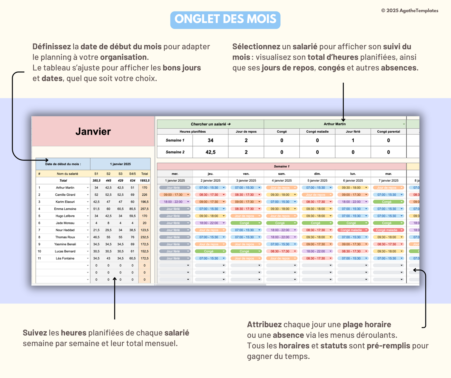 Planning des horaires salariés