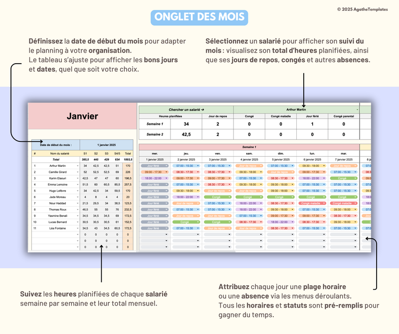 Planning des horaires salariés