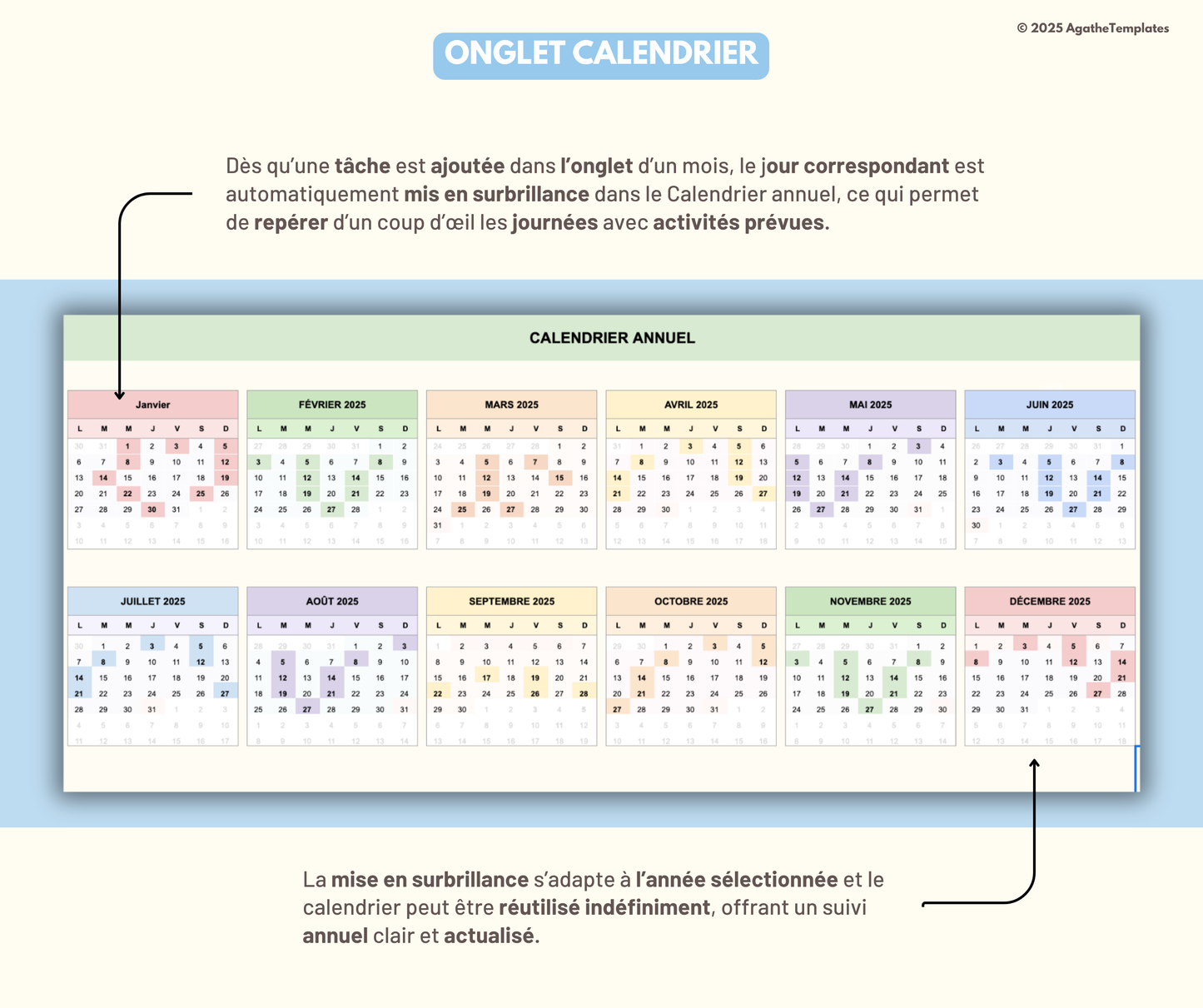 Calendrier mensuel et annuel