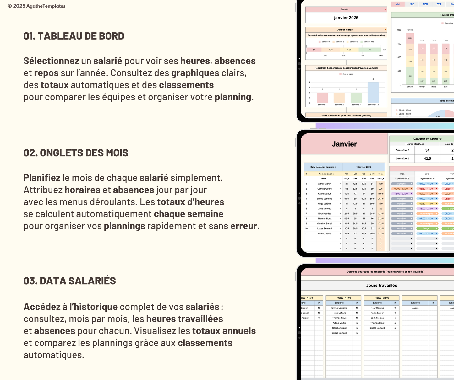 Planning des horaires salariés