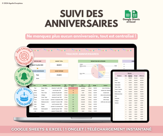 Planificateur et suivi des anniversaires