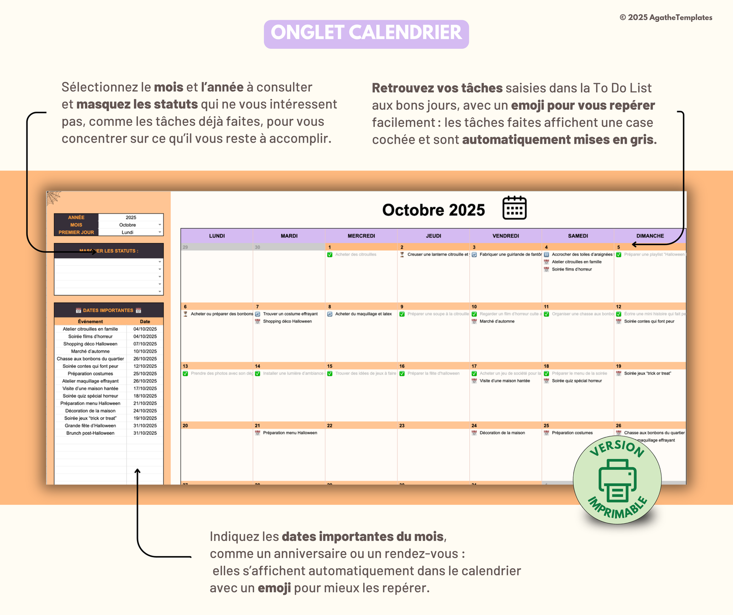 To Do List et calendrier Halloween