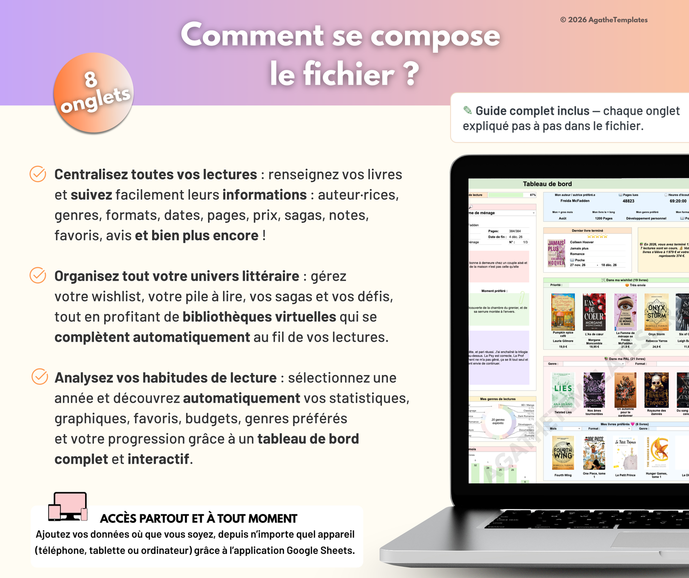 fichier google sheets livres booktok bookstagram