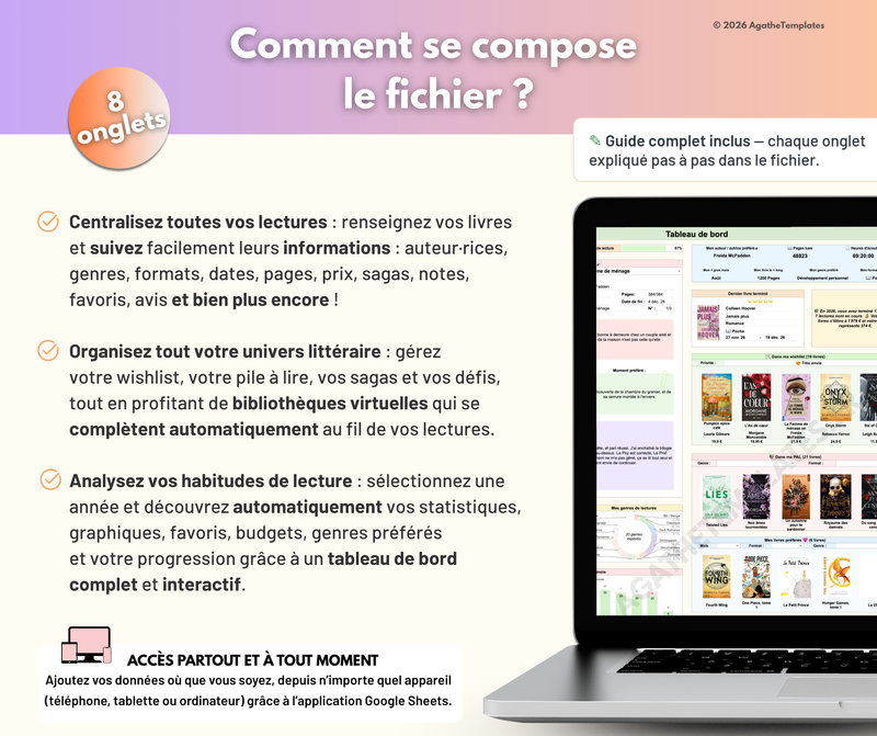 fichier google sheets livres booktok bookstagram