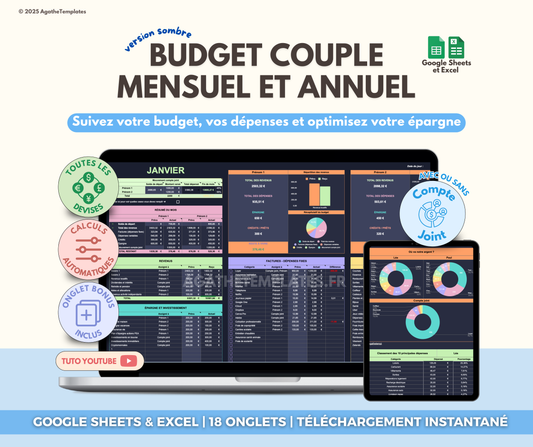 Budget Couple mensuel et annuel sombre