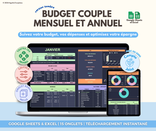 Budget Couple mensuel et annuel sombre