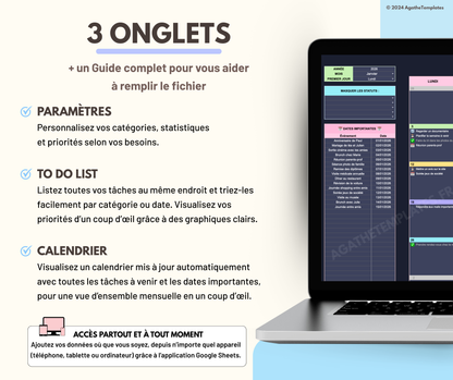 To Do List et calendrier automatisé sombre