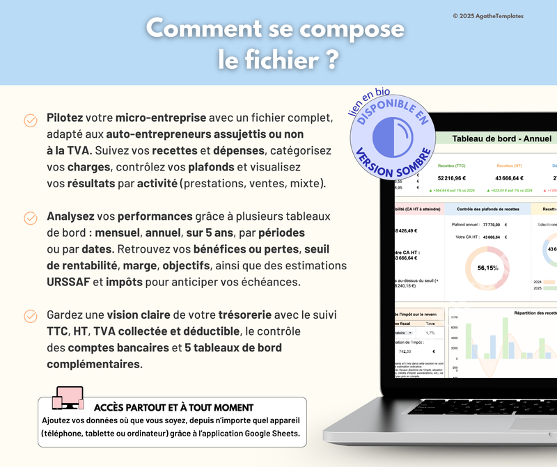 Tableau de suivi TVA et URSSAF pour entrepreneur