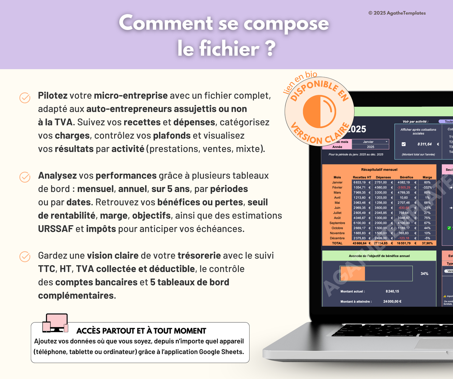 Tableau de bord comptable - version sombre