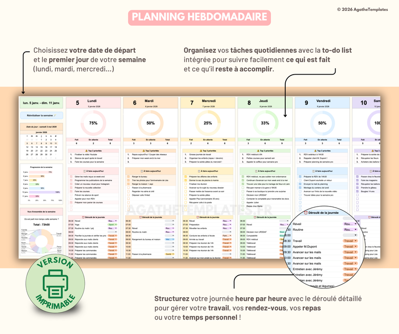 Planning hebdomadaire