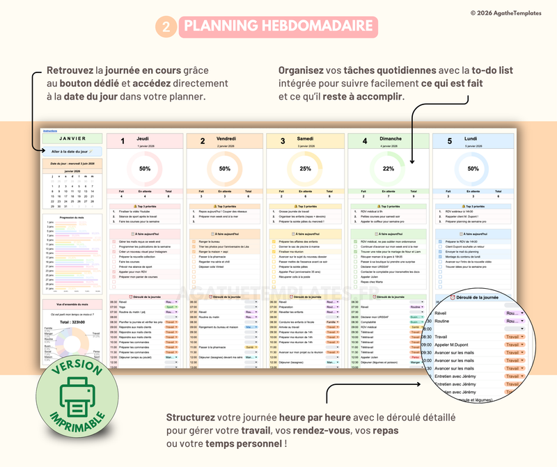 Planning mensuel et annuel