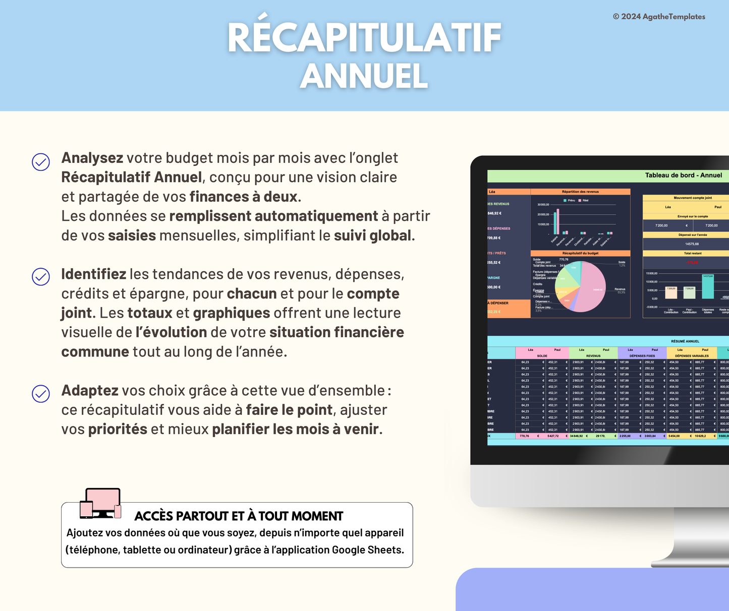 Budget Couple mensuel et annuel sombre