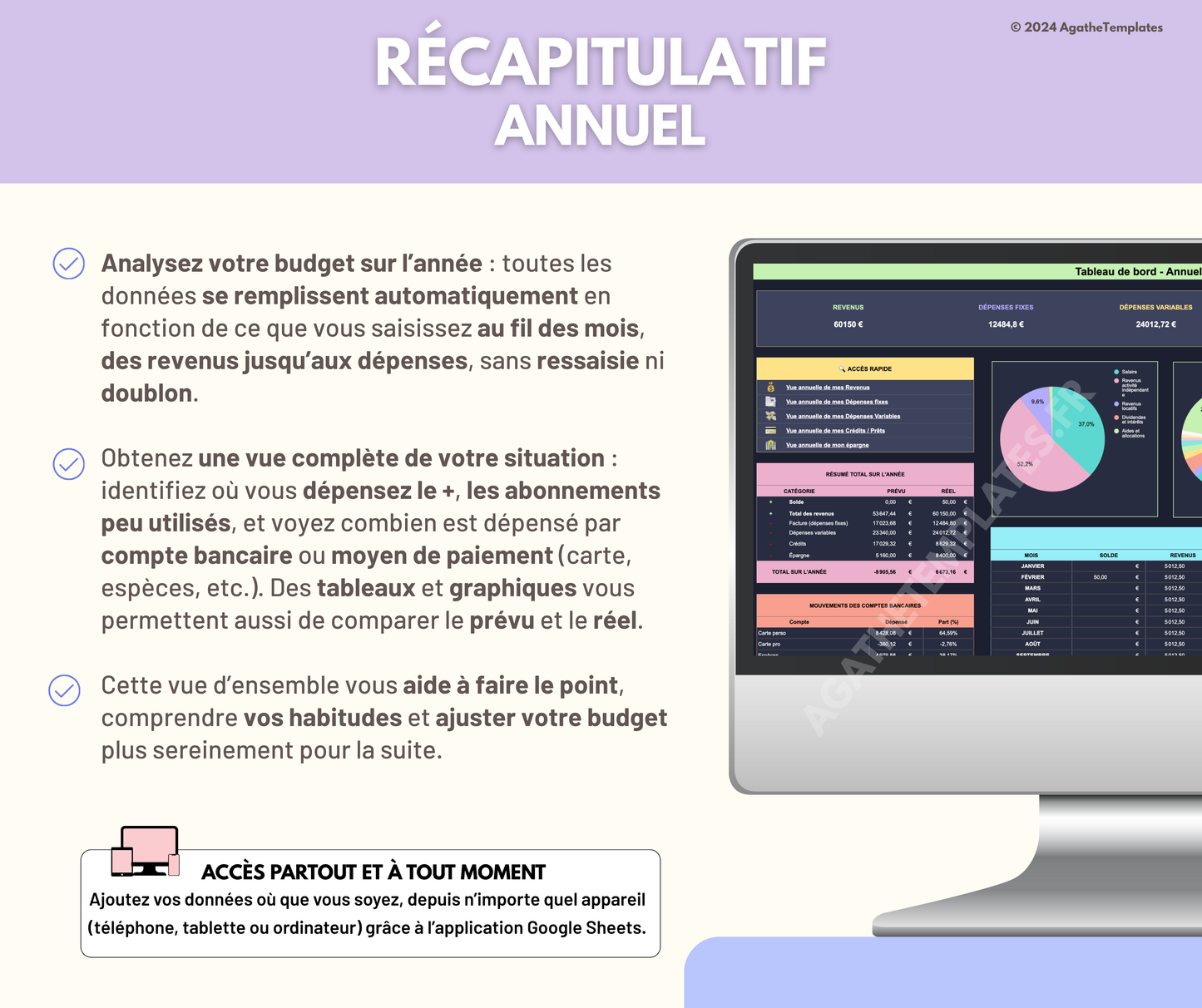 Budget mensuel et annuel sombre