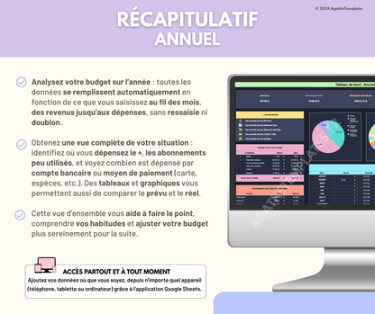Budget mensuel et annuel sombre