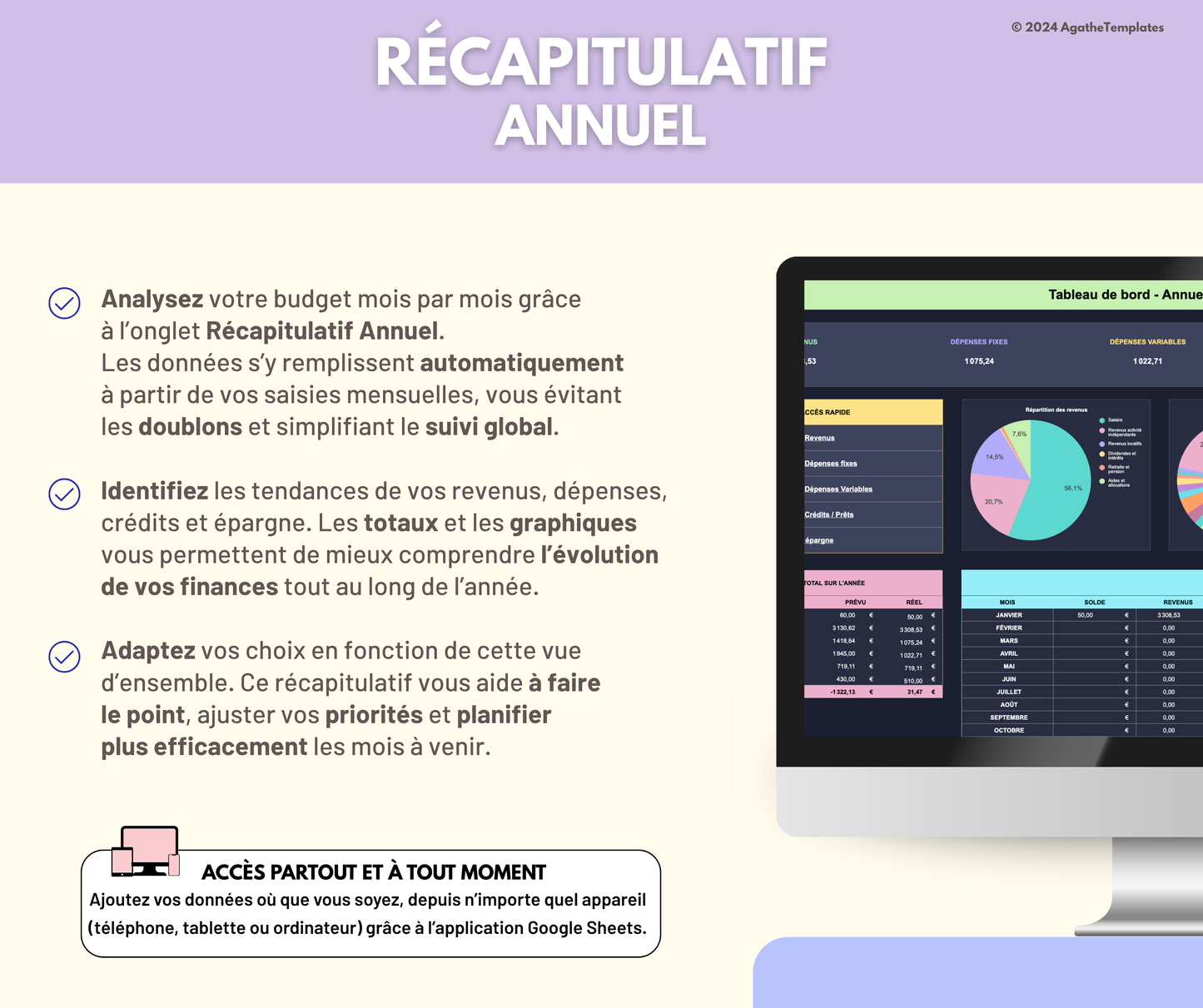Budget mensuel et annuel sombre