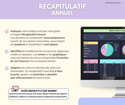 Budget mensuel et annuel sombre