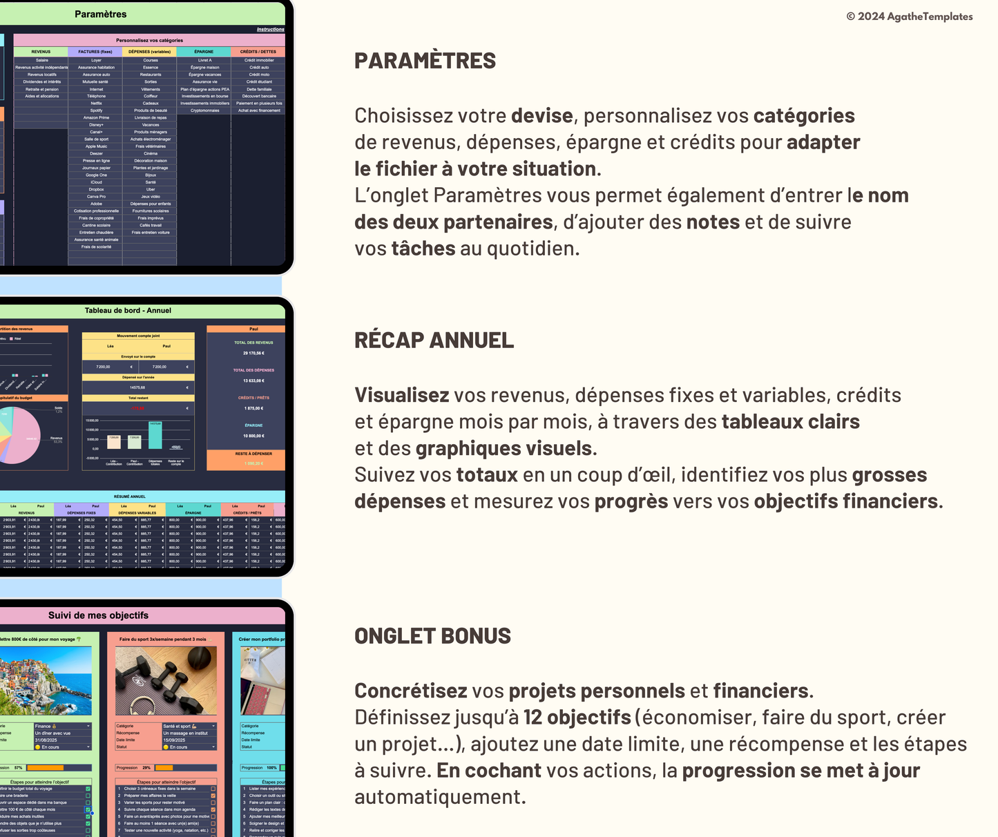 Budget Couple mensuel et annuel sombre