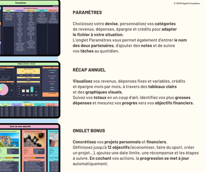 Budget Couple mensuel et annuel sombre