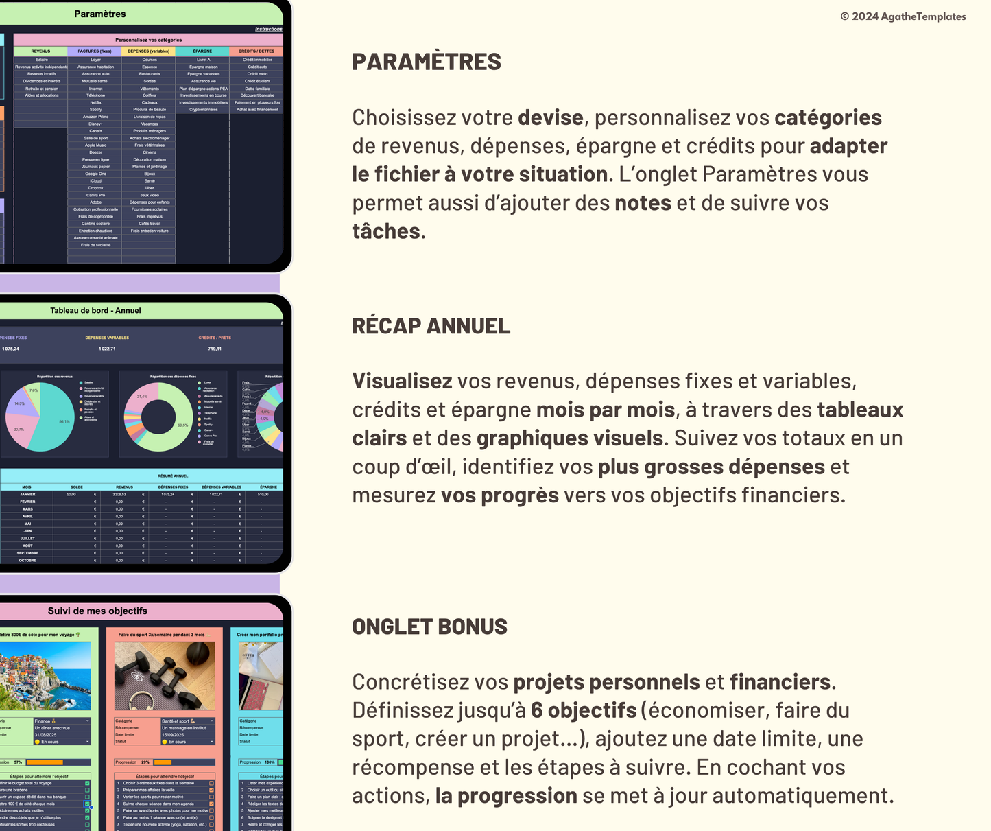 Budget mensuel et annuel sombre