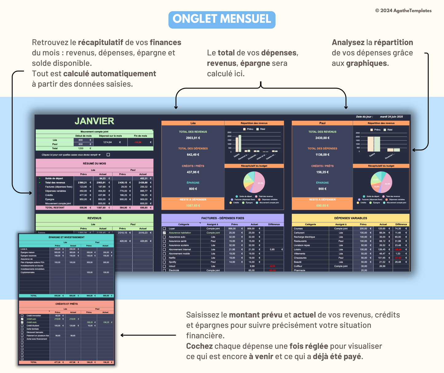 Budget Couple mensuel et annuel sombre