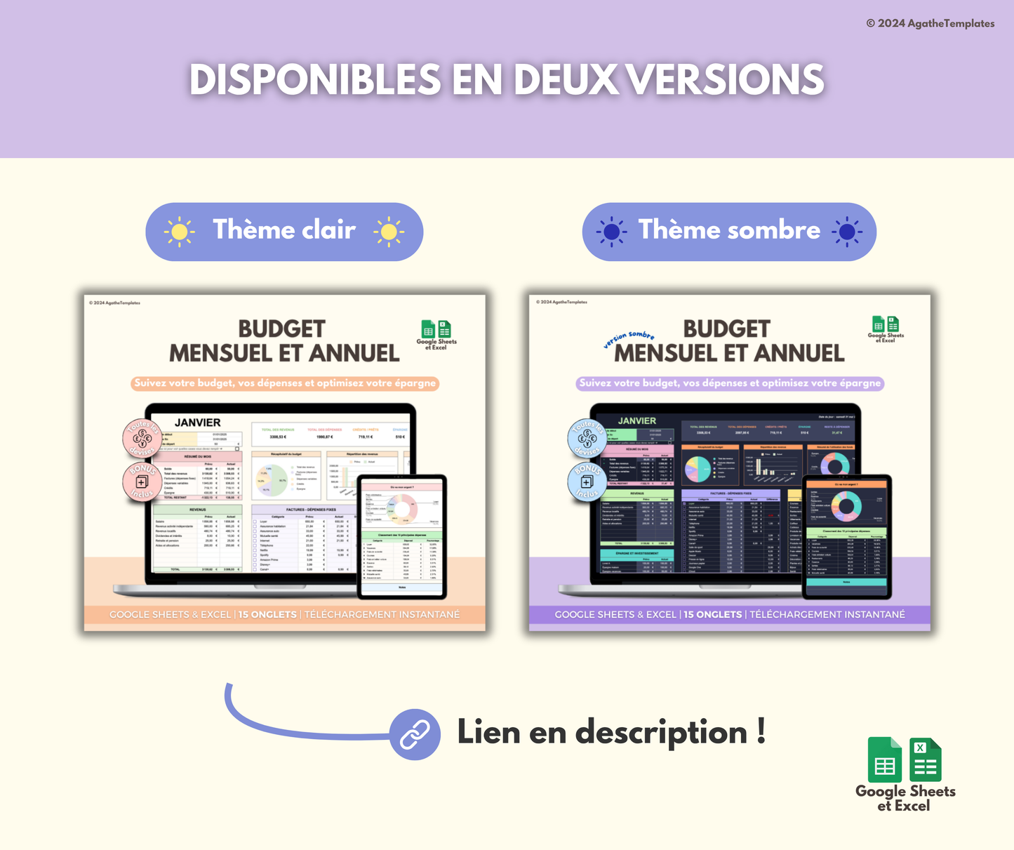 Budget mensuel et annuel sombre