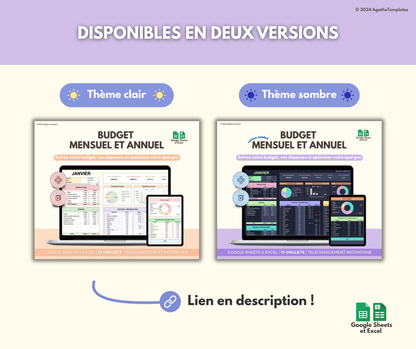 Budget mensuel et annuel sombre