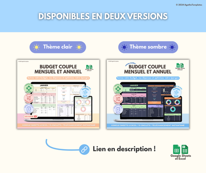 Budget Couple mensuel et annuel sombre