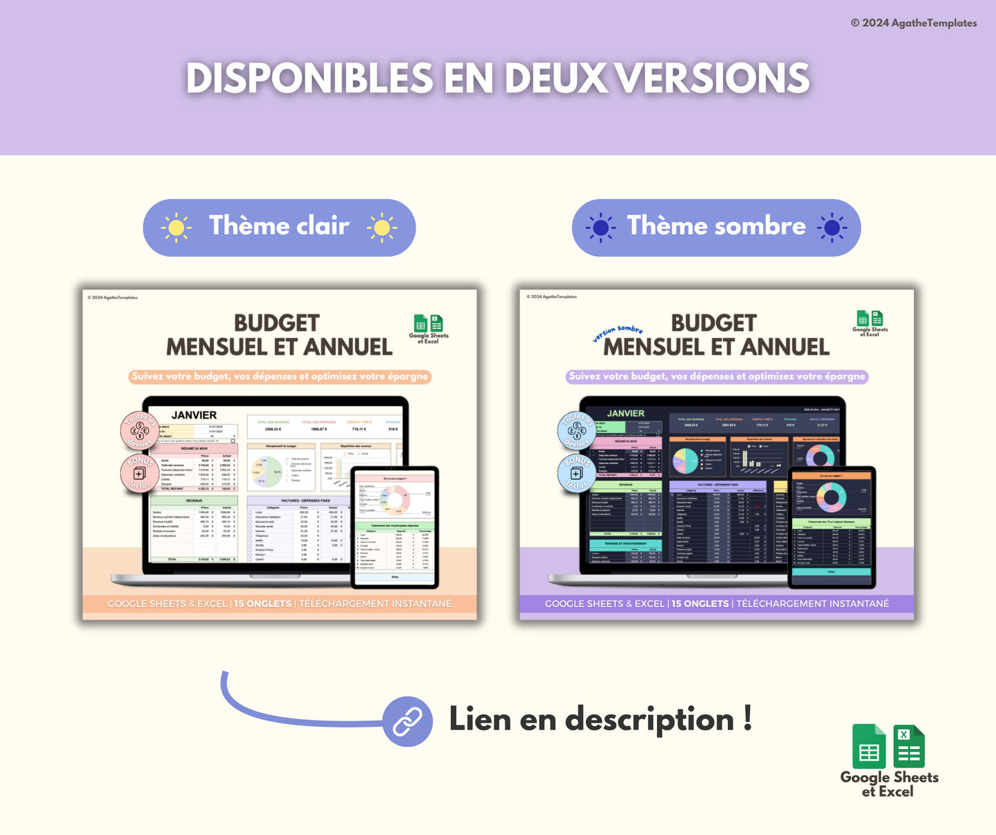 Budget mensuel et annuel sombre