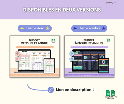 Budget mensuel et annuel sombre