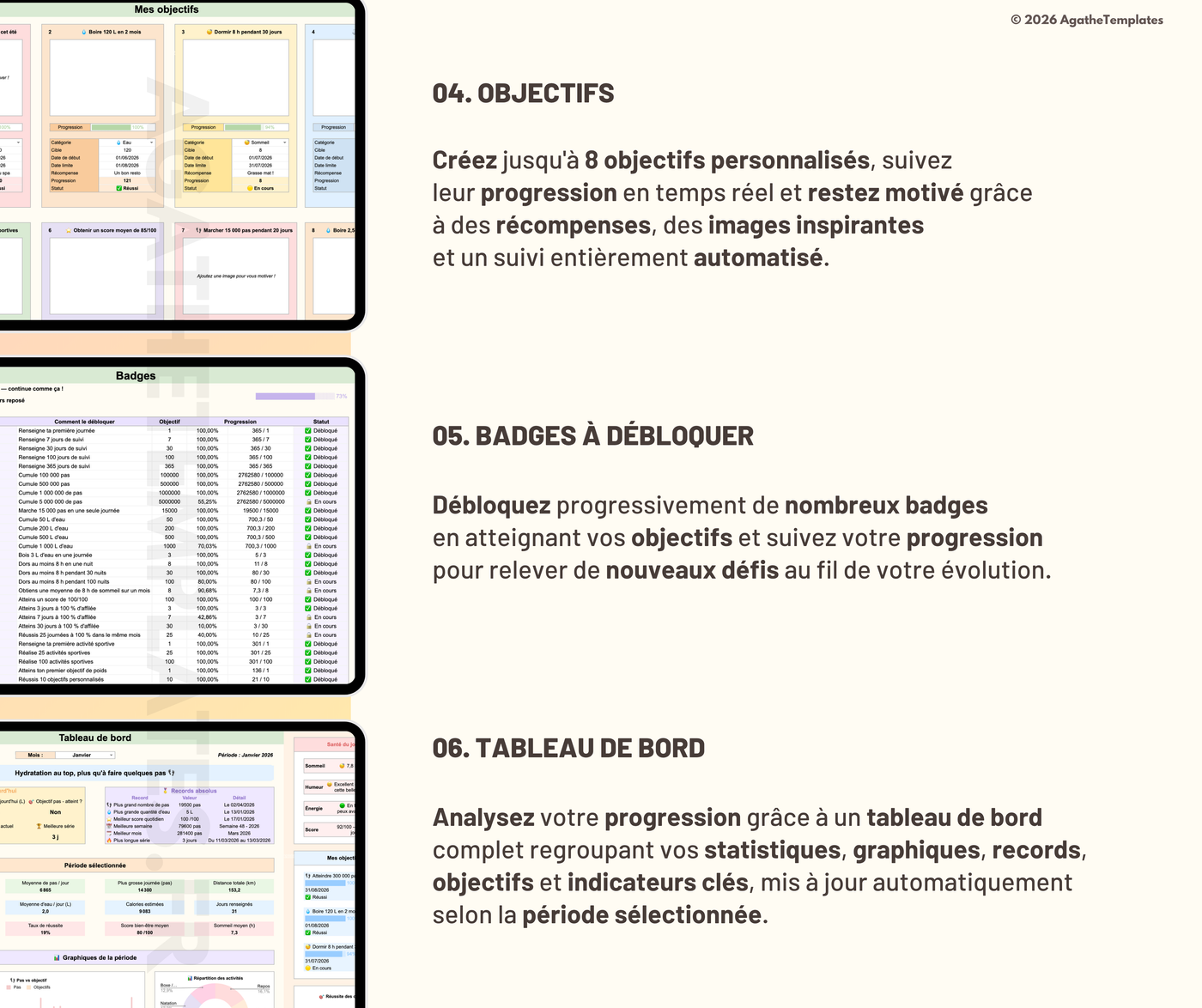 Suivi de pas et hydratation