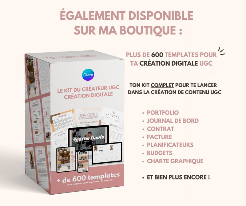 Modèle de contrat UGC français | Contrat français | Modèle d'avocat de contrat UGC d'influenceur français Facture | Créateur contenu tiktok