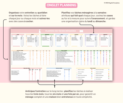 Planning de ménage et nettoyage de la maison