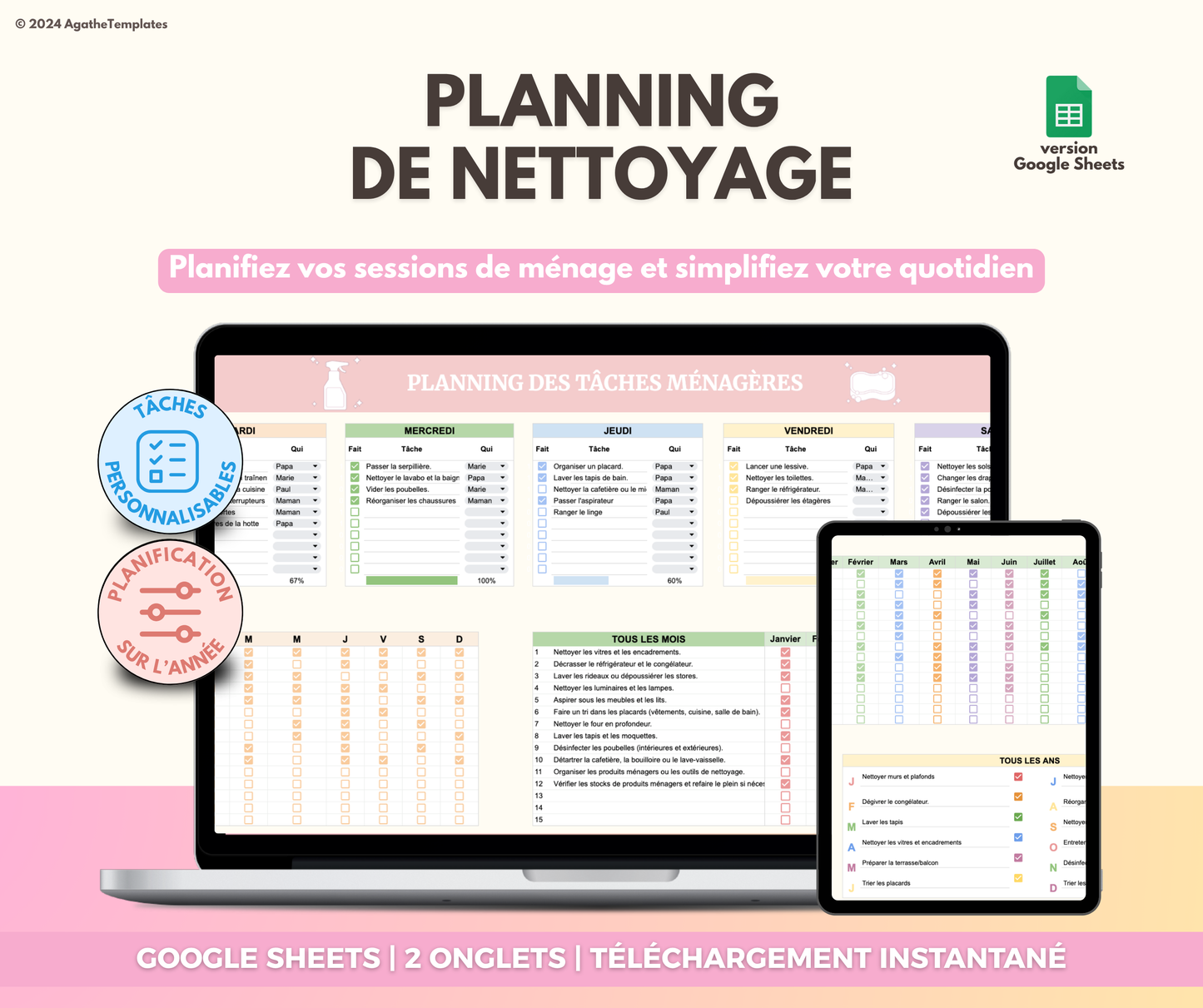 Planning de ménage et nettoyage de la maison