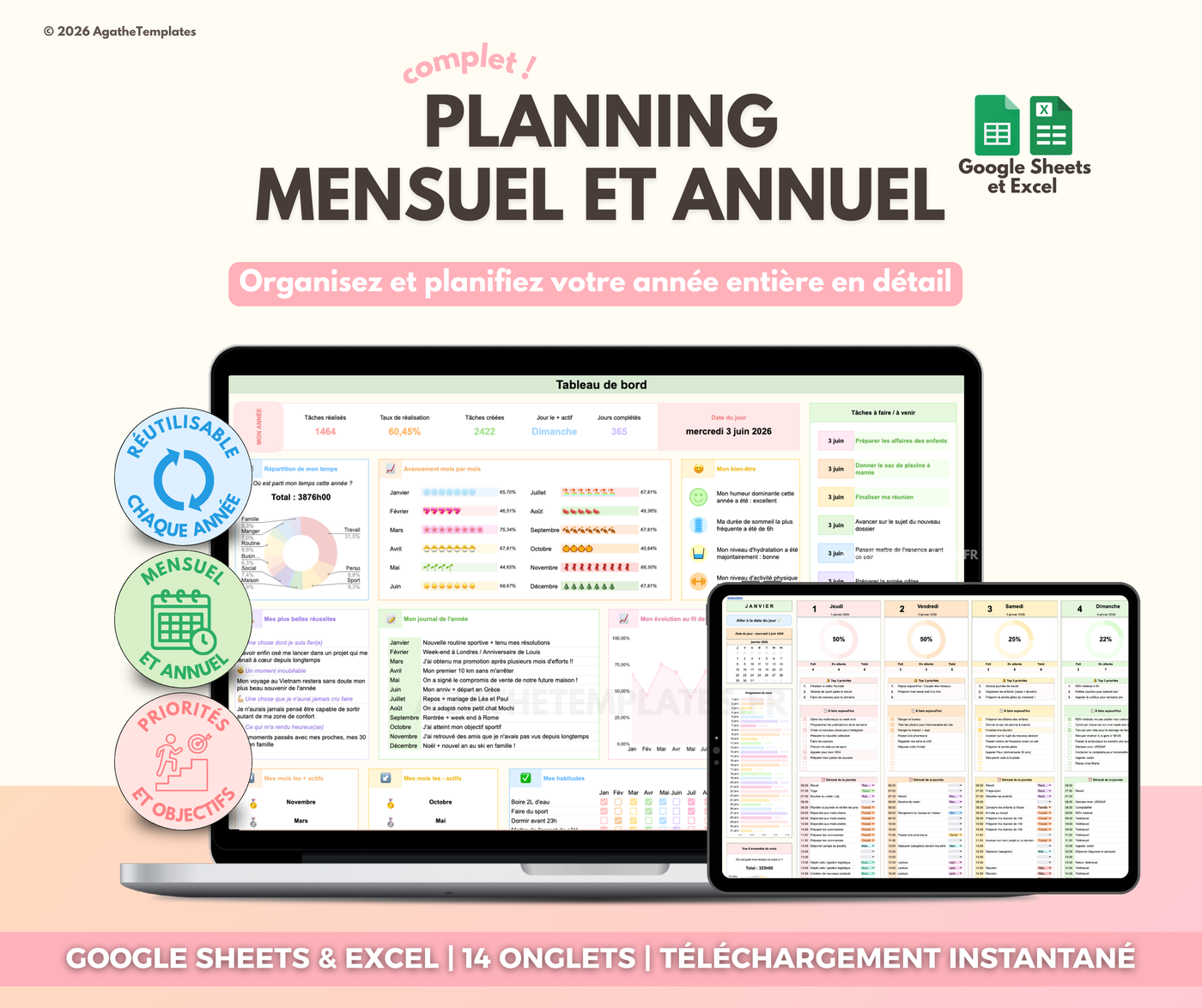 Planning mensuel et annuel