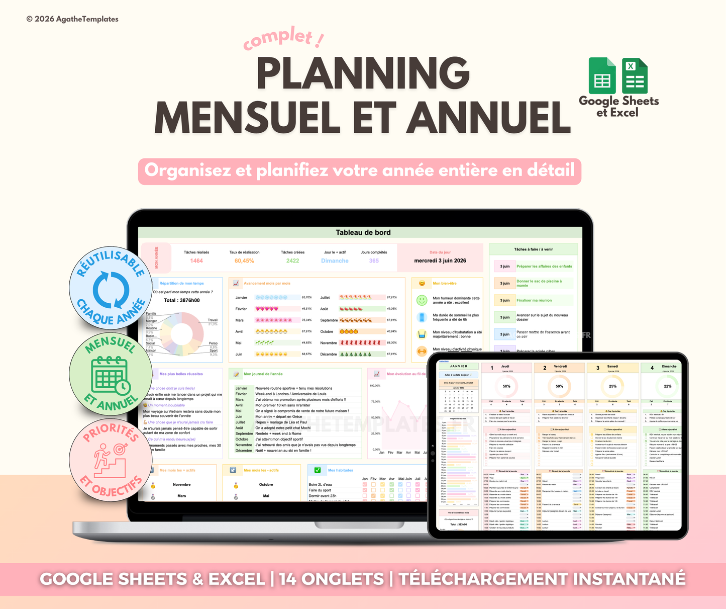 Planning mensuel et annuel