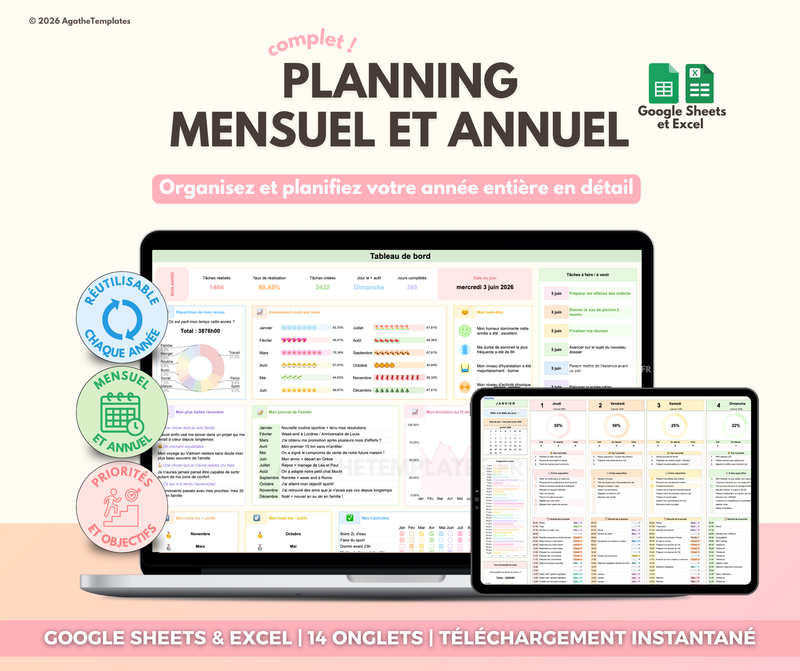 Planning mensuel et annuel