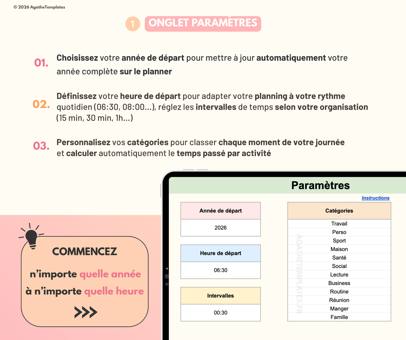 Planning mensuel et annuel
